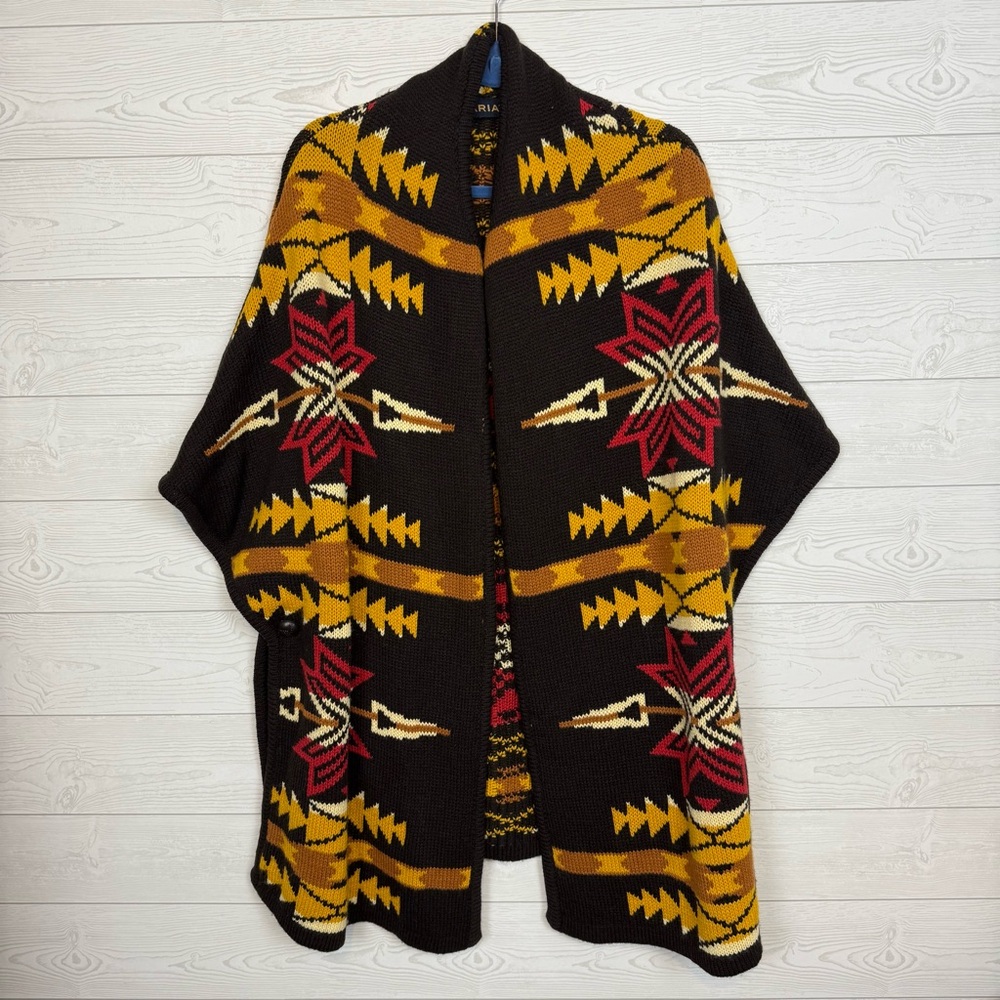 Pendleton Black and Yellow Patterned Poncho